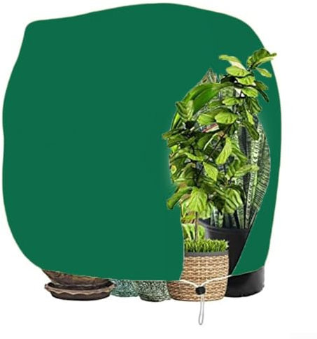 Grande housse de protection contre le gel pour l'hiver - Grande couverture en tissu épais pour plantes d'extérieur - Avec fermeture éclair et cordon de serrage (vert)