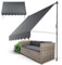 Juskys Klemmmarkise Kapstadt 250x120 cm - Höhenverstellbar & UV-beständig - Balkon & Terrasse - Wetterfest & Sichtschutz - Terrassenüberdachung Grau