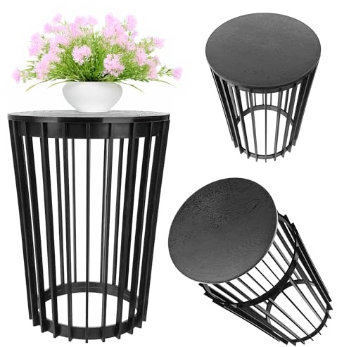 KADAX Soporte para macetas Aytre, soporte para flores de plástico, soporte para plantas, mesa para plantas, mesa para flores, taburete para flores, taburete para plantas (negro, 53,5 cm)