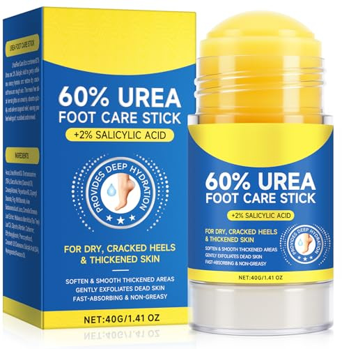 60% Urea with 2% Salicylic Acid Urea Foot Care Stick, Foot Cream Moisturizer for Dry Cracked Feet, Knees, Elbows, Hands,Moisturizes and Hydrates the Dry Skin,Callus Remover & Skin Softener -1.41oz
