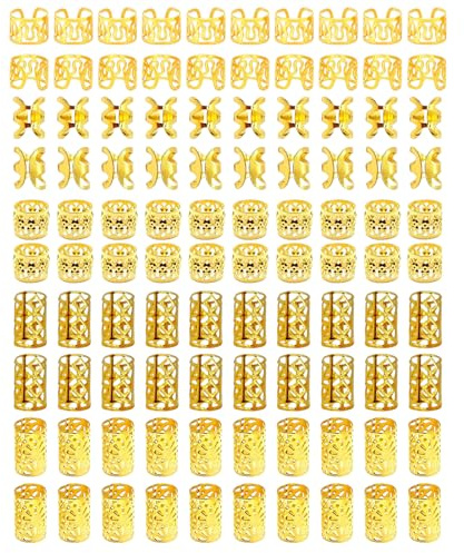 Bijoux Cheveux, 100 pièces Bijoux de Cheveux, Bijou Cheveux, Bijoux Cheveux Tresse, Bijoux de Cheveux pour Femme, Bijoux Tressés, Bijoux Tresses, Bijoux pour Cheveux, Bijoux Tresses Africaines（Doré）