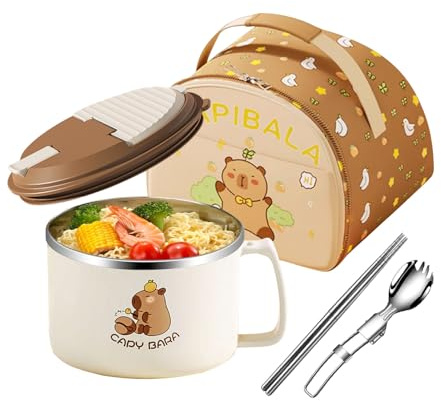 Nudelskål set | 1 300 ml capybara salladsskål med sked | Servis kapacitet
