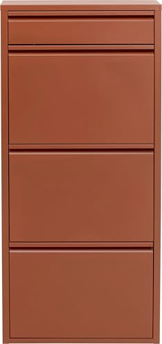 Kare Design Shoe Container Caruso 3 Plus 1, Brown, Steel, 4 Tipping Compartments, Space for 6 Pairs of Shoes, Slim, Space-Saving, Storage Space, Hallway, Floor, 115x50x15 cm