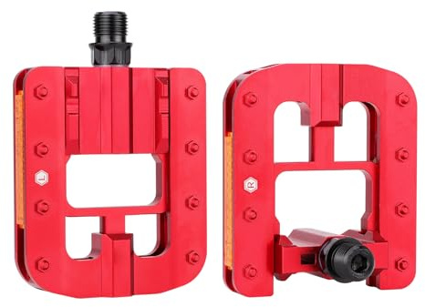 LLLmhuaa Pedales de bicicleta de montaña, pedal plegable de aleación de aluminio con reflector, bicicletas de carretera, plataforma plegable con tiras reflectantes