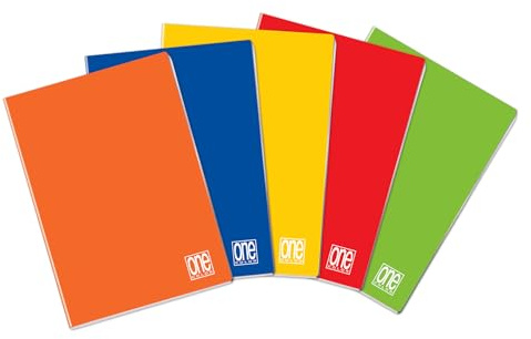 One Color - Set da 5 Maxi Quaderni A4 - Tinta Unita 1R Righe Senza Margine
