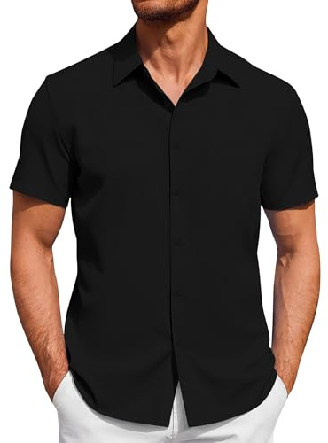 J.VER Mens Short Sleeve Shirts 4-Way Stretch Dress Shirt Business Casual Button Down Shirts