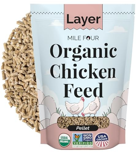 Mile Four Organic Chicken Feed – Layer Pellet, Non-GMO, USA Grown, 16% Protein, Corn-Free, Soy-Free, Non-Medicated Feed for Chickens, 2 lbs Sample