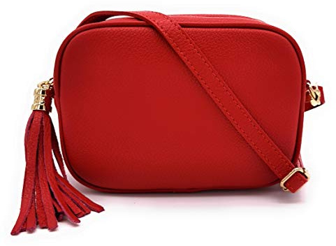 ELIOX Borsa Donna Vera Pelle Made In Italy Piccola Borsetta a Tracolla Elegante Moda Crossbody Bag Genuine Leather (Rosso)