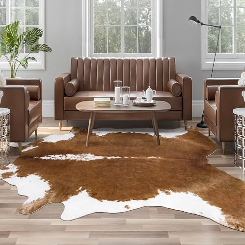 AROGAN Tappeto in finta pelle bovina di alta qualità, 16 x 150 cm, robusto e di grandi dimensioni, adatto per camera da letto e soggiorno, decorazione occidentale, tappeto in finta pelliccia di mucca,