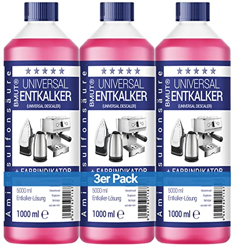 Descalcificador universal de 1000 ml para cafeteras automáticas y máquinas de café, para 8 operaciones de descalcificación 125 ml cada una, 3 botellas