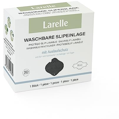 Larelle Waschbare Slipeinlage aus Bio-Baumwolle, Stoffbinde mit Flügeln, schwarz, wiederverwendbar, nachhaltig, umweltfreundlich, weich, verstellbar, atmungsaktiv, bequem