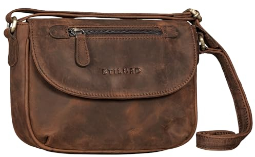 STILORD 'Tamara' Kleine Handtasche Damen Leder Braun Umhängetasche Vintage für Frauen zum Ausgehen Abendtasche Partytasche Elegante Echtleder Tasche, Farbe:zamora - braun
