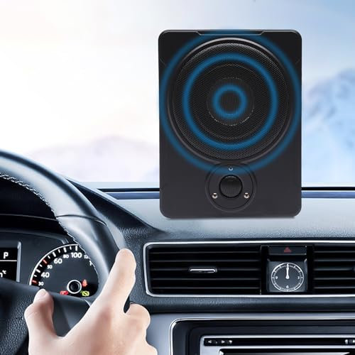 HINOPY 8 tums aktiv bilsubwoofer, 600 W 12 V aluminium ultratunn bil bil undersäte aktiv subwoofer bil ljud undersäte bil för bil och husbil
