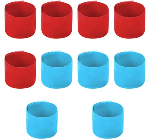 HENGBIRD 10 Piezas Brazalete de Capitan de Futbol, Rojo y Azul Brazalete Capitan, Brazalete de FúTbol, Pulseras para Airsoft, Pulseras de CapitáN de FúTbol para Eventos Deportivos, Clubes, Equipos