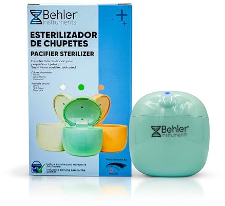 Behler - Esterilizador Portátil de Chupetes UV-C LED - Caja Esterilizadora Rápida 3 min con USB-C y Correa - Elimina 99,9% de Bacterias - Apta para Bebés y Viaje
