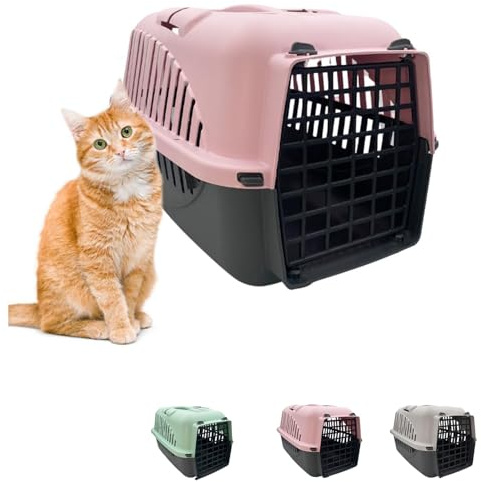 Paluplus Trasportino per Gatti e Cani di Piccola Taglia, Misura 32x47x32 cm, Cuccia traspirante con Maniglia per il trasporto di animali domestici, adatta per cintura di sicurezza - 321F (Rosa)