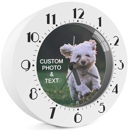 hadefa Réveil photo personnalisé, 14,5 cm, horloge de bureau numérique silencieuse pour salon, chambre à coucher, chevet