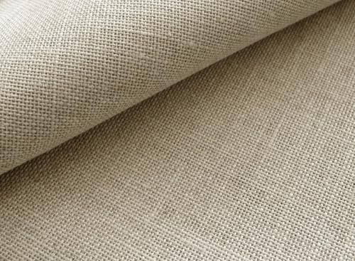 Tessuto di lino Zweigart Dublin per ricamo | 25 ct | 10 fili/cm | Taglio Tela Puro lino per punto croce con schema 46 x 68 cm (Natural Raw 52)