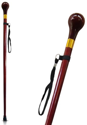 KINEPHARMA Bastones para Mayores de Madera 92 cm Mango Redondo para Estaturas de 1.65 a 1.85 m | Baston para Hombres y Mujeres Resistente y Estable | Garrote de Madera