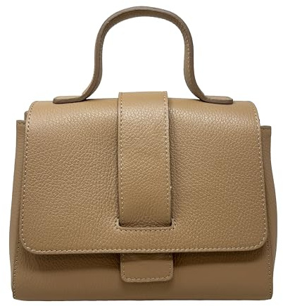 Chicca Borse Borsa a Mano Elegante con Tracolla da Donna in Pelle (Nocciola)