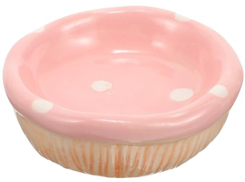 SEWACC Cuenco de Cerámica para Hámster y Chinchilla, Tazón Compacto Antideslizante, Color Rosa, Recipiente para Comida y Agua de Mascotas Pequeñas, Adecuado para Jaulas y Alimentación