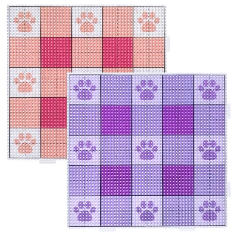 PYRUVAE 4 Pièces Plaques Perles à Repasser Motif Patte de Chat, Supports Carrés 14x14cm pour Perles de 2,6mm, Accessoire de Loisirs Créatifs pour Enfants (Rose + Violet)