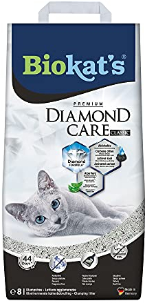 Biokat's Diamond Care Classic ohne Duft - Feine Katzenstreu mit Aktivkohle und Aloe Vera - 1 Sack (1 x 8 L)