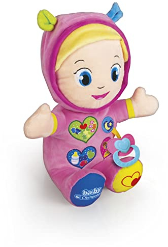 Clementoni Baby Alice, la Mia Prima Bambola, Peluche Bambini 10+ Mesi, Centro attività con Ciuccio e 3 Tasti per Imparare Forme, Numeri, Colori, Parole e Versi degli Animali, Lingua Italiana, 17201