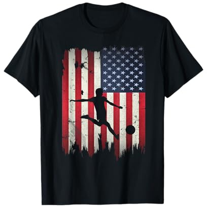 Soccer USA American Flag 4th of July Patriotic Sports T-Shirt