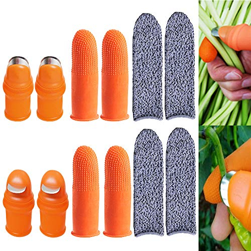 12 coltelli giardino silicone per pollice con coperchio anti-taglio tagliare dita raccogliere piante raccogliere piante giardinaggio regali spennellare pollice per tagliare piante frutta verdura