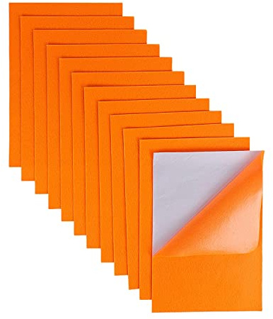 Självhäftande filtark, 12 stycken olika färger, pysselfilt, 20 x 30 cm hobbyfilt för sömnad av hantverk (orange)