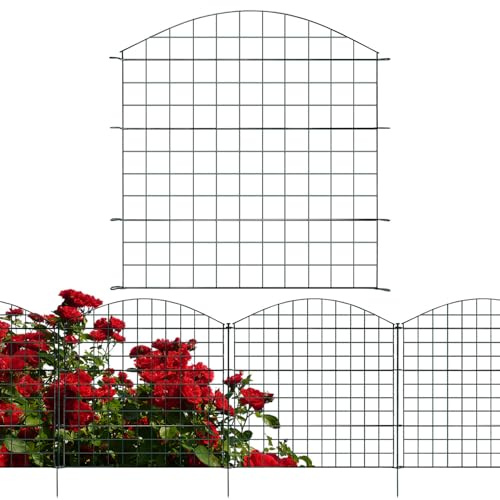 Tubiaz Lot de 10 Clôtures d'Étang en Métal - 22 Éléments pour Jardin - Treillis pour Chiens (10 Arches Supérieures, Vert)