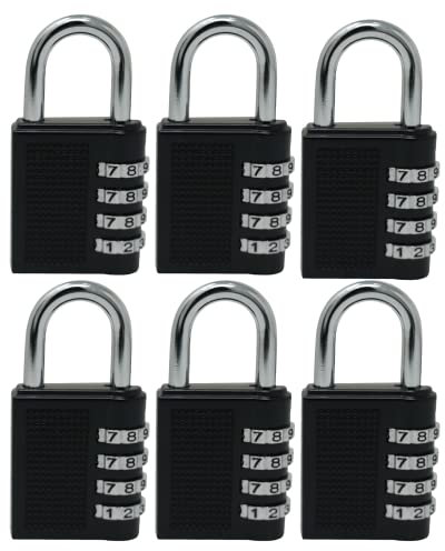 Dapetz ® Lot de 6 cadenas à combinaison à 4 chiffres pour salle de sport, casiers scolaires, cadenas codés résistants aux intempéries pour extérieur, clôture de jardin, porte d'abri de jardin