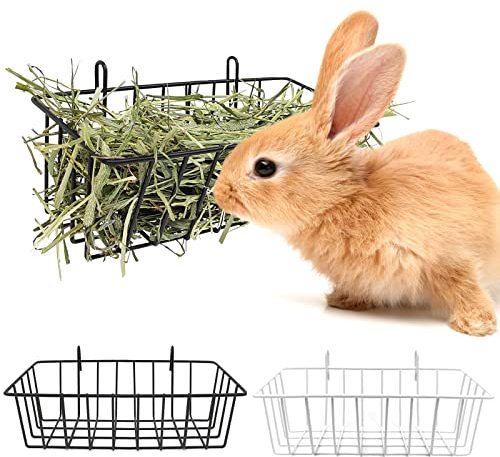 Dyrdekly 2 Stück Kaninchen Heuraufe Heuraufe aus Metall Zubehör für Kaninchen Hasen Meerschweinchen Nager