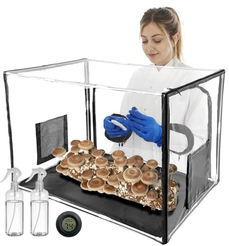 Fungiworks Großes Pilzzucht-Set, Stillluftbox, Mykologie-Pilz-Zuchtzelt, Laminar-Durchflusshaube für Pilzsporen, Wachstumsbedarf, Substrat (81,3 x 50,8 x 50,8 cm)