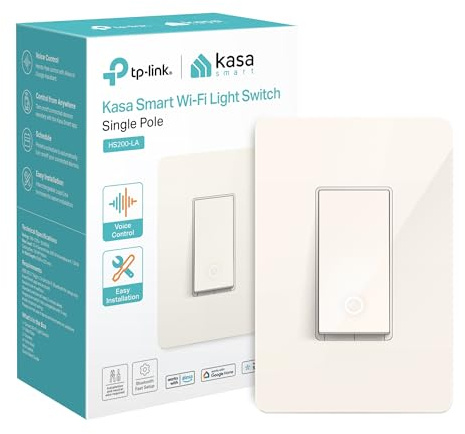 Kasa Smart Light Switch, Single Pole, Need Neutral Wire, HS200-LA
