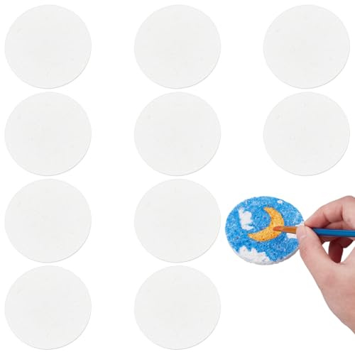 BENECREAT 30 Pcs Papier de Peinture en Mousse 66mm Texturé Gonflant en Mousse Instantanée Ronde Papier à Peindre Magique Texture en Vierge pour Peinture Acrylique 3D Fournitures D'Art