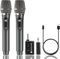 Microfono Wireless, Sistema di Microfono Portatile Doppio Senza Fili con Ricevitore Ricaricabile, Durata 50 ore, Portata 200 Piedi, Microfoni per Karaoke per Canto, Matrimoni,Feste, Discorsi (Grigio)