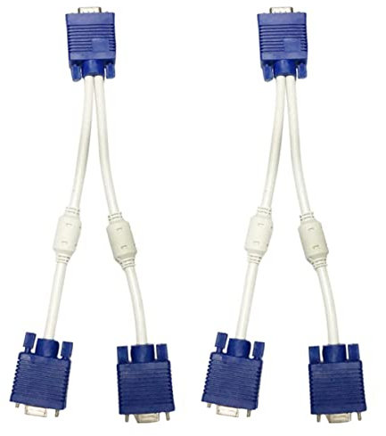 DIYEAH 2pièces Adaptateur Vga Mâle vers Double Femelle Câble Répartiteur Vidéo pour Moniteur Et TV Transmission Stable Et Fiable