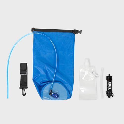 BOXIO - Water Filter System: Mobiler Wasserfilter Komplettpaket mit 5l Wassersack für Camping & Outdoor mit Aktivkohle - das Filtersystem entfernt Bakterien, Mikroplastik & ersetzt Reinigungstabletten