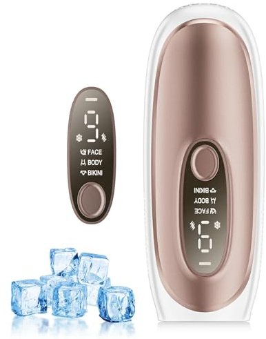 Epilatore Luce Pulsata IPL Utilizza la Tecnologia di Raffreddamento Allo Zaffiro e dispone di Nove Livelli di Energia Regolabili, Adatti per L'uso su Corpo, Zona Bikini e viso, con Flash Illimitati