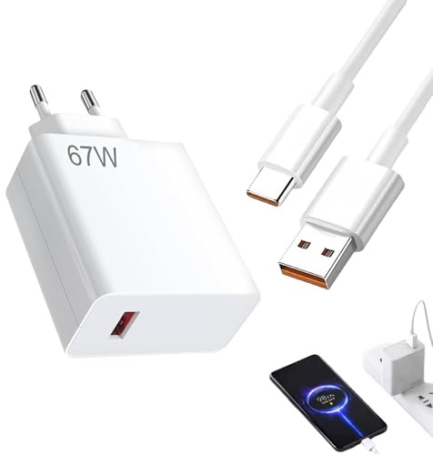 67 W Turbo-snabbladdare med kabel, för Xiaomi 13 Lite/14/15/13 Pro/12T/12/11T/10T/14T, Turboladdare med 6A USB C-kabel för Redmi Note 14/13 5G/A5/A3/11 Pro+ 5G/11/10/11S/14C/13C