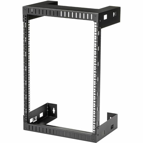 StarTech.com 2-Pfosten 15HE Heavy-Duty Wandmontage Netzwerk-Rack, 19 Open Frame Server Rack, 12 Tief, Wandmontage Daten-Rack für IT / AV / Patch Panel / Computer Geräte (RK15WALLO)