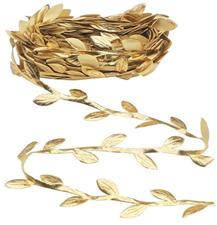 Soleebee 10M Guirlande Artificielle de Feuilles Feuille Garniture Ruban, Décoré de Vigne pour Bricolage Artisanat Fête Mariage Décoration (Or - 1)