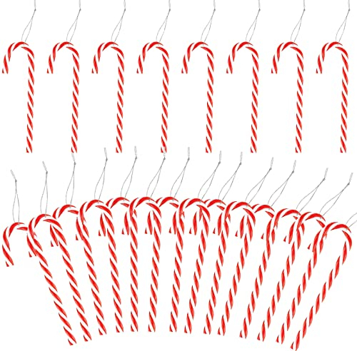 Gudotra 24 Pezzi Bastoncini di Zucchero Natalizi Rossi Decorazioni Albero Natale Addobbi Albero di Natale Decorazioni Natalizi