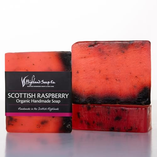 The Highland Soap Company Wild Scottish Raspberry Organic Soap 150g - Natural Handmade Luxury Soap Bar