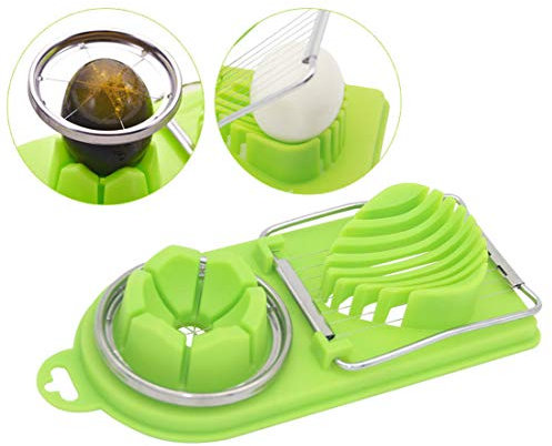 KUANDARMX Egg Cutter Practical Egg Cutter Molds Egg Mushroom Tomato Slicer Kit Kitchen Craft Egg Pricker, Stainless Steel Egg Cracker Topper for Soft or Hard Boiled Egg, Blue