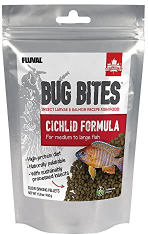 Fluval Bug Bites Medium/Large Cichlid Fish Food 450g, High-Protein Insect Based Formula, Daily Nutrition for Cichlids