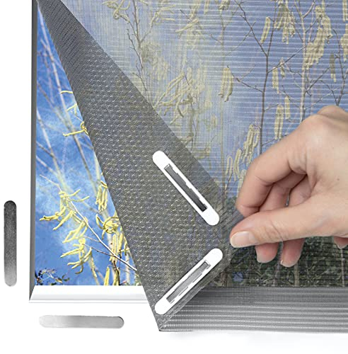 Hoberg Window Pollen Screen with Innovative Magnetic Attachment | Fly Net up to 150 x 130 cm Individually Cut to Size, no Drilling and screwing | Mosquito Net Attach with 16 Magnets [Anthracite]