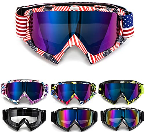 APEBAZY Lunettes de motocross, motocross, motocross, VTT, course hors route, lunettes d'équitation, coupe-vent, anti-buée, lunettes de ski UV